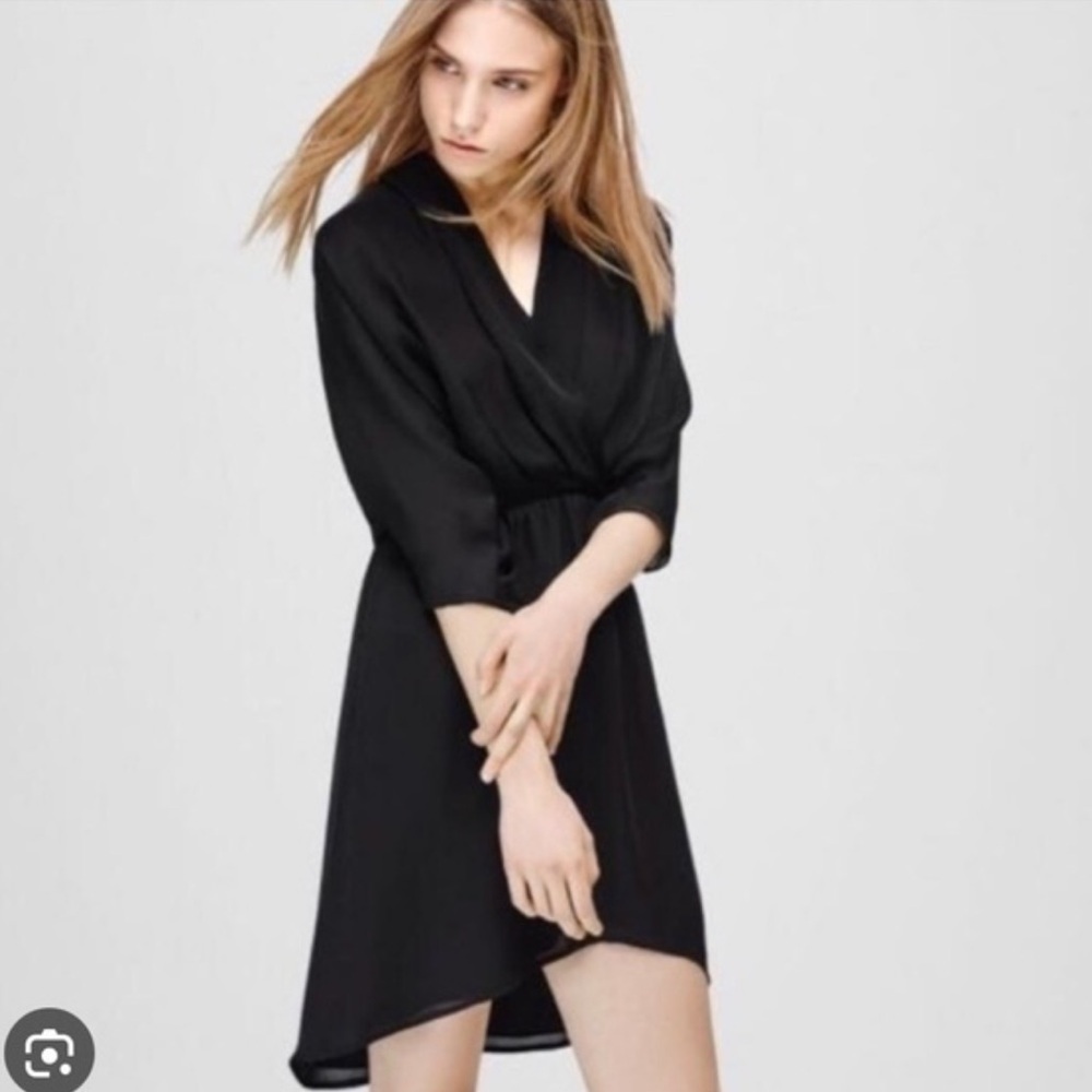 Aritzia 100% SILK - Babaton Cuthbert Dress BUTTERY soft XS Black - Picture 3 of 10